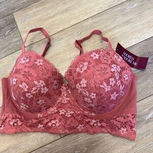 Adored by Adore Me Women's Payal Longline Underwire Floral Lace Demi Cup Bra